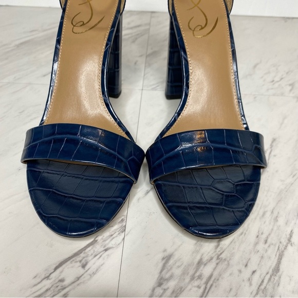 Sam Edelman Yaro Blue Crocodile Block Heel Sandal 9 1/2 M - Picture 10 of 14